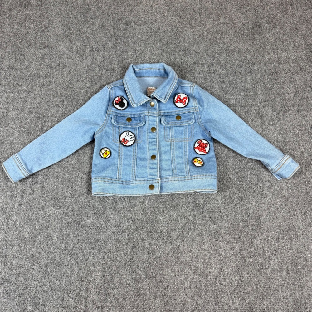 Disney Tutu Couture Girls 2T Minnie Mouse Patch Denim Jacket Light Wash Blue
